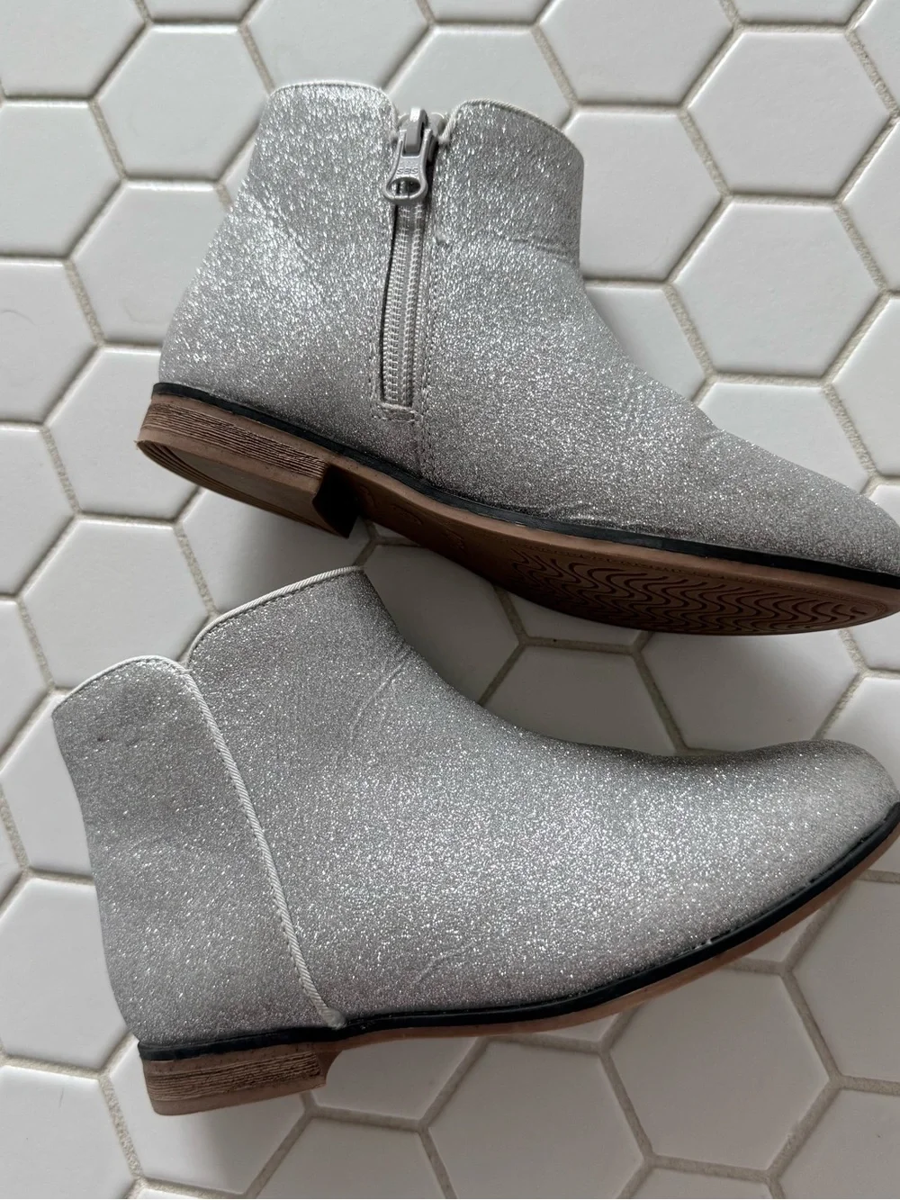 Silver Glitter Ankle Boots